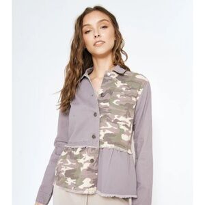 Mystree Lavender and Camouflage Utility Jacket